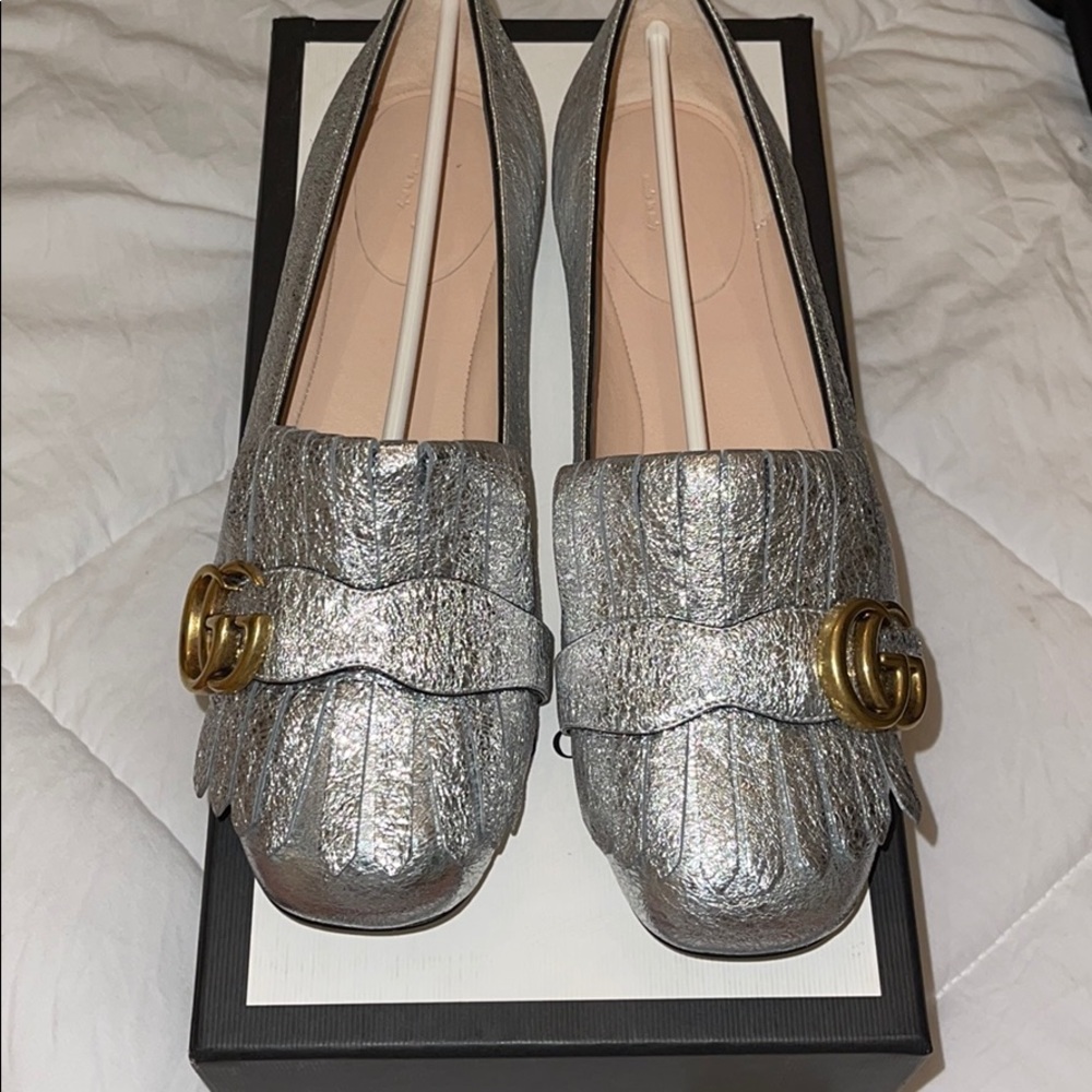Gucci Galassia silver metallic flats